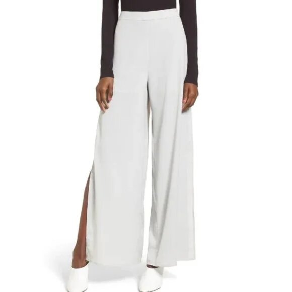 LEITH High Waist Side Slit Wide Leg Pants - Picture 2 of 8